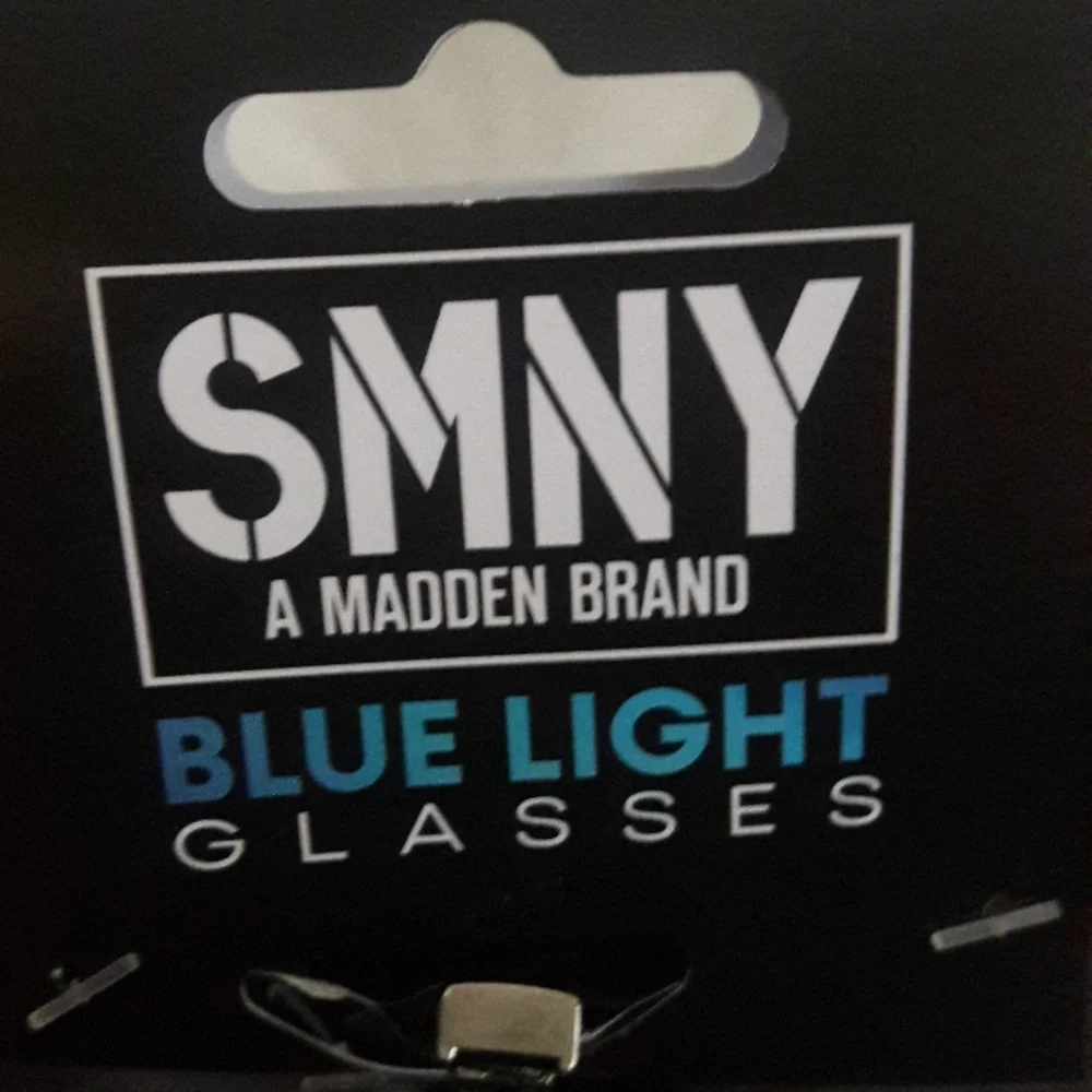 SMNY Steve Madden Blue Light Glasses Black Frame Gray carrying Pouch New